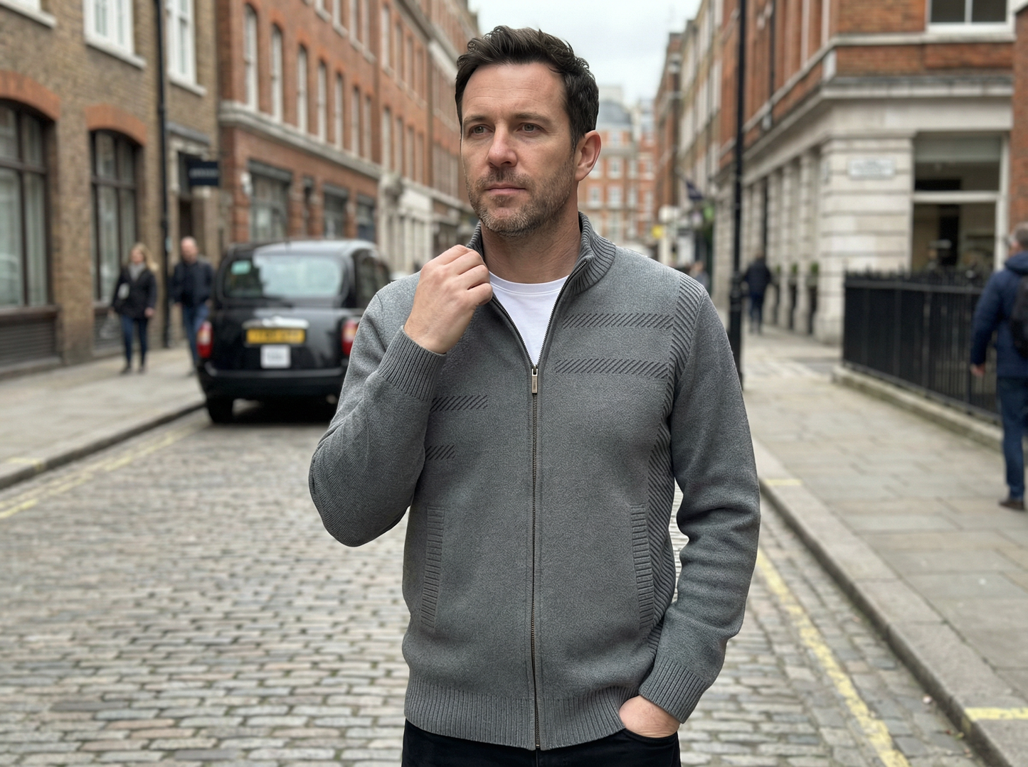 Cardigan Jacket Men Stand Neck Casual Fit