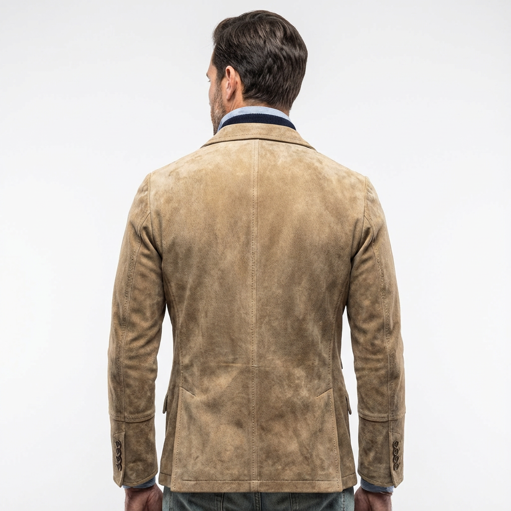 Overcoat Men Stand Collar Classic Cut Distressed Design