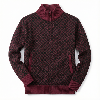 Sweater Jacket Men Stand-Up Collar Slim Fit