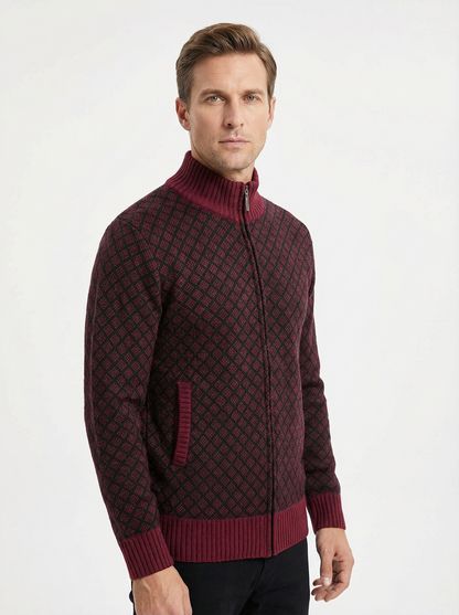 Sweater Jacket Men Stand-Up Collar Slim Fit