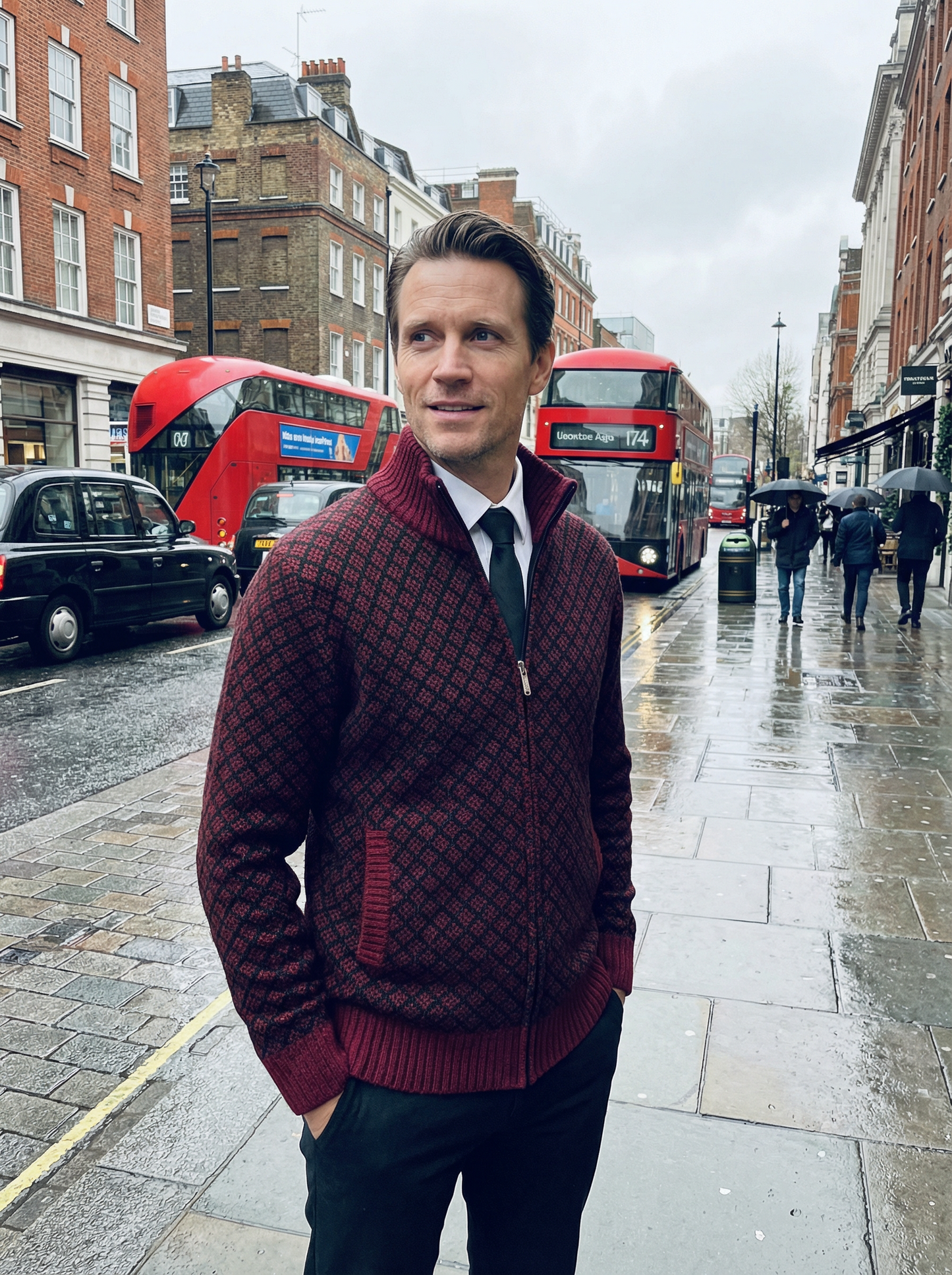 Sweater Jacket Men Stand-Up Collar Slim Fit