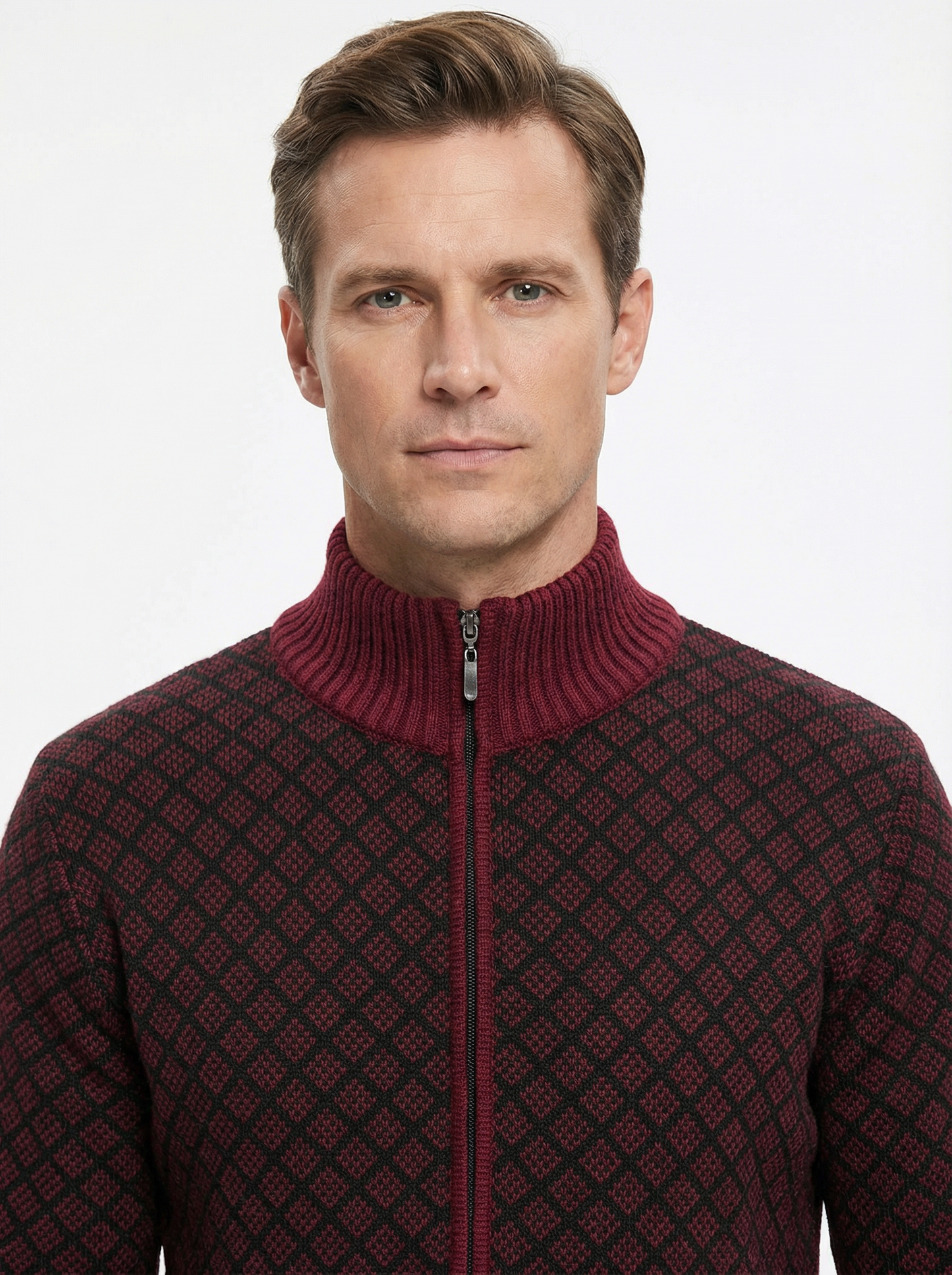 Sweater Jacket Men Stand-Up Collar Slim Fit