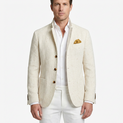 Jacket Men Stand-Up Collar Button Closure