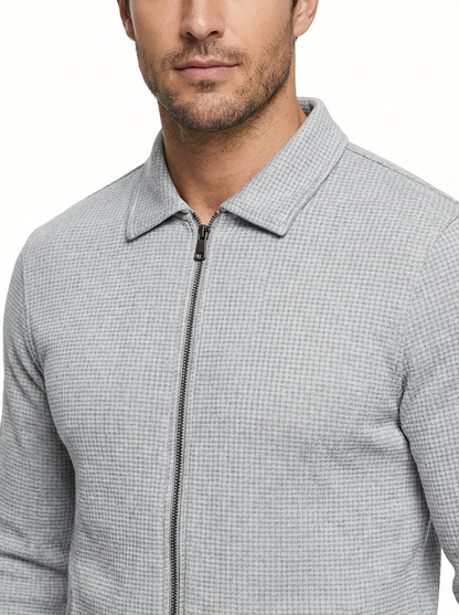 Jacket Men Lapel Collar Zipper Pockets Long Sleeve