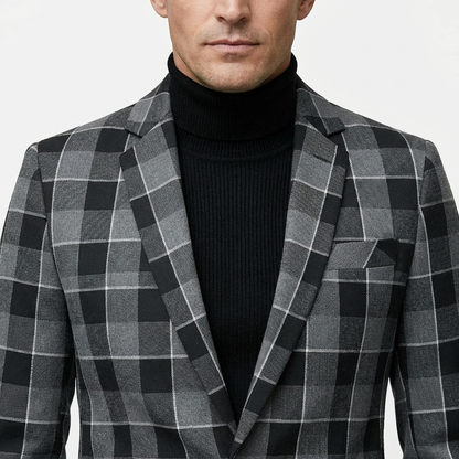 Blazer Men Notched Lapel One Button Long Sleeve