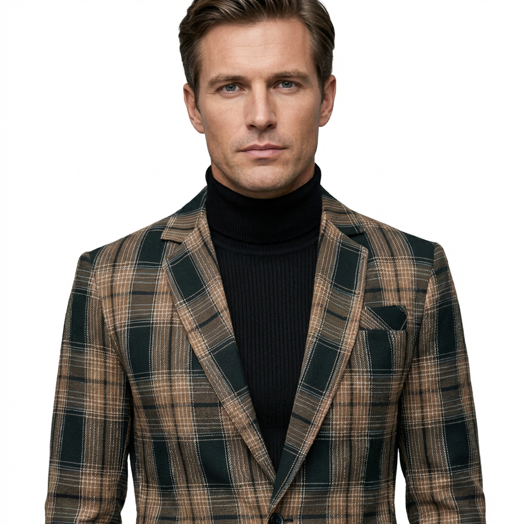 Blazer Men Notched Lapel One Button Long Sleeve