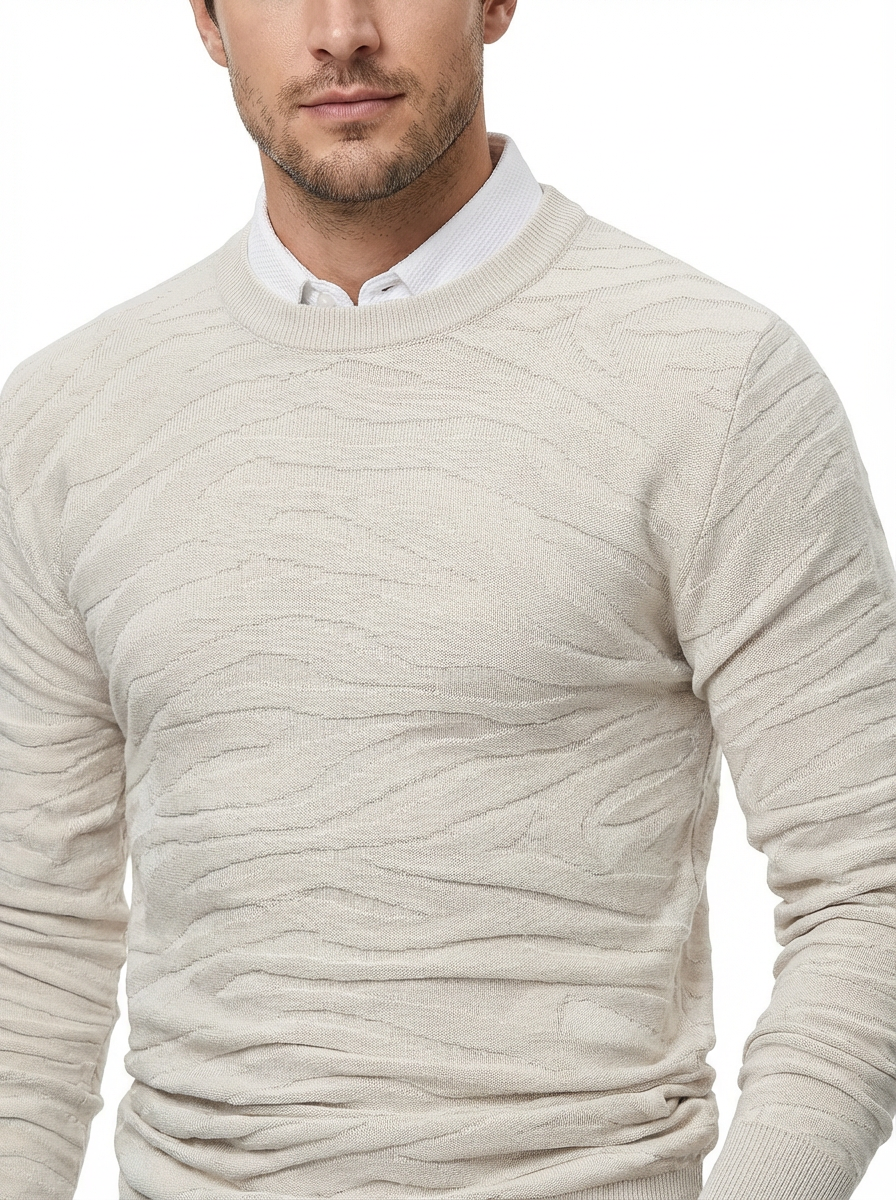Sweater Men’s Rib-Knit Crew Neck Long Sleeve Pullover