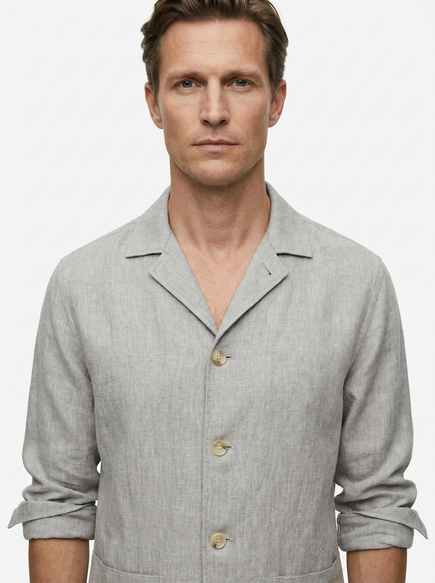 Vest Jacket Men Long Sleeve Loose Fit Open Front