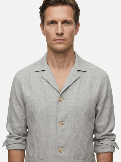 Vest Jacket Men Long Sleeve Loose Fit Open Front