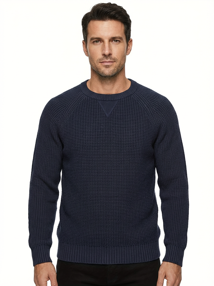 Sweater Men’s Heavyweight Round Neck Pullover Rib-Knit