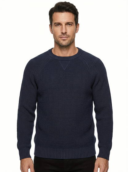 Sweater Men’s Heavyweight Round Neck Pullover Rib-Knit