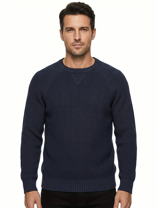 Sweater Men’s Heavyweight Round Neck Pullover Rib-Knit