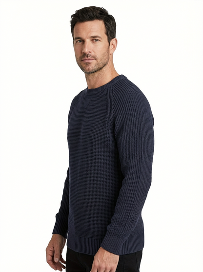 Sweater Men’s Heavyweight Round Neck Pullover Rib-Knit