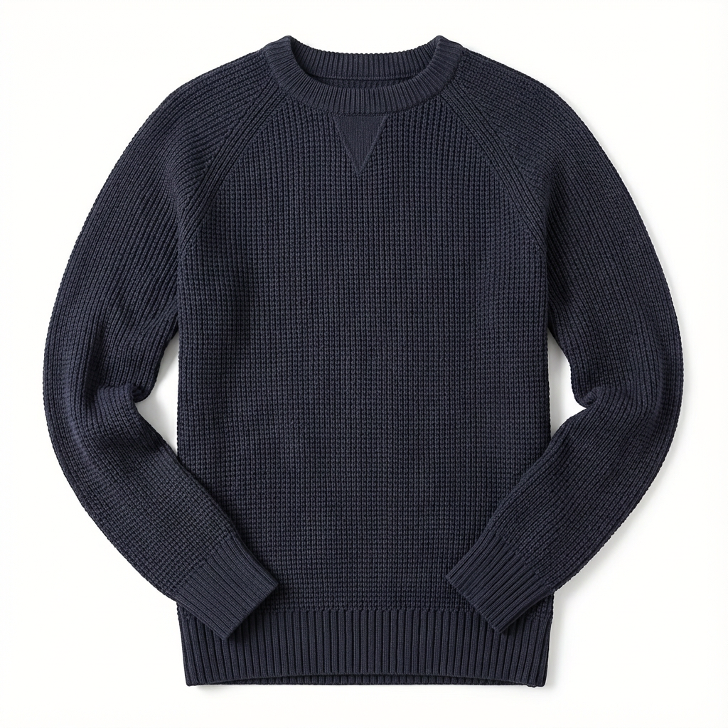 Sweater Men’s Heavyweight Round Neck Pullover Rib-Knit