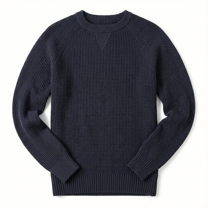 Sweater Men’s Heavyweight Round Neck Pullover Rib-Knit