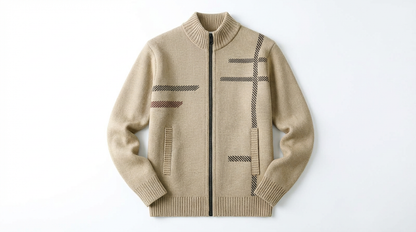 Cardigan Jacket Men Stand Neck Casual Fit