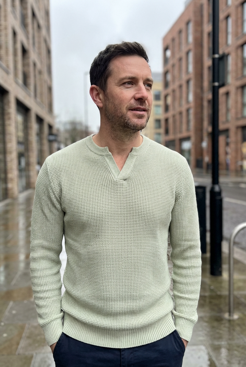 Sweater Men V-Neck Long Sleeve Warm Pullover Smart Casual