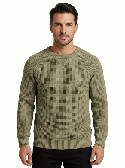 Sweater Men’s Heavyweight Round Neck Pullover Rib-Knit