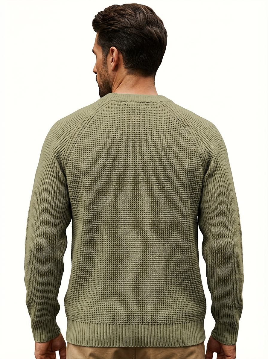 Sweater Men’s Heavyweight Round Neck Pullover Rib-Knit
