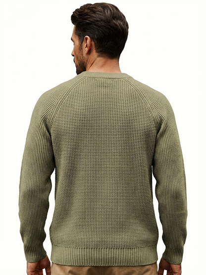 Sweater Men’s Heavyweight Round Neck Pullover Rib-Knit