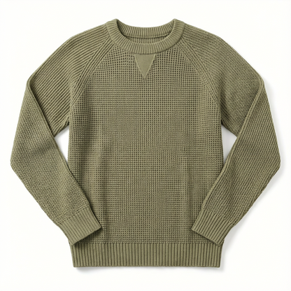 Sweater Men’s Heavyweight Round Neck Pullover Rib-Knit