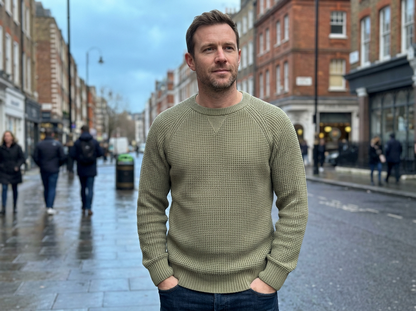 Sweater Men’s Heavyweight Round Neck Pullover Rib-Knit