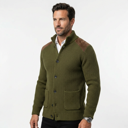Cardigan Men Stand Collar Single-Breasted Long Sleeve
