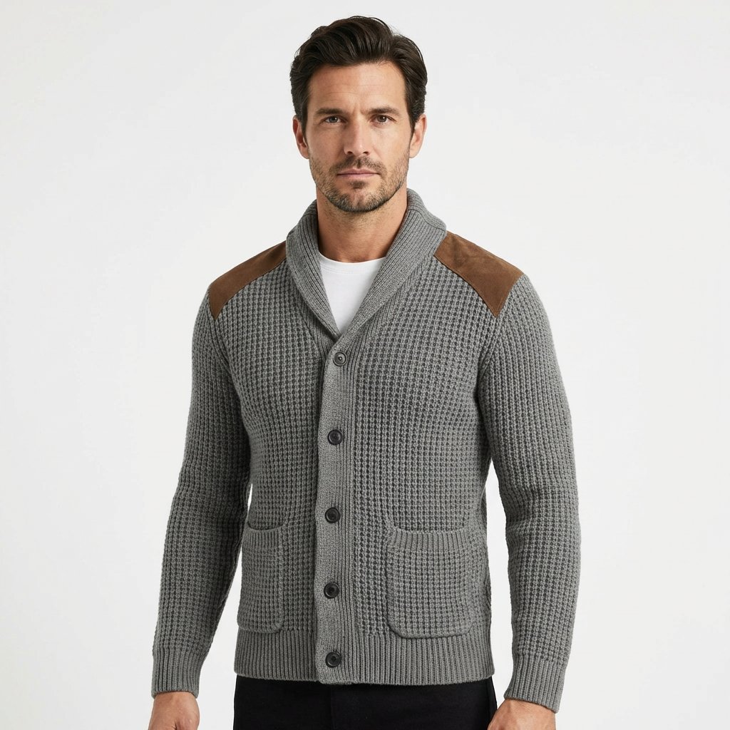 Cardigan Men Stand Collar Single-Breasted Long Sleeve