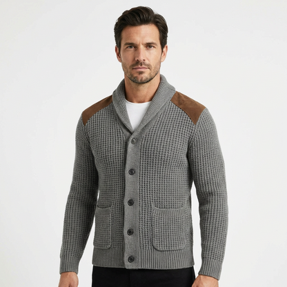 Cardigan Men Stand Collar Single-Breasted Long Sleeve