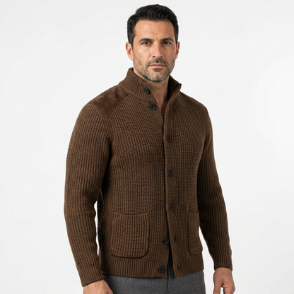 Cardigan Men Stand Collar Single-Breasted Long Sleeve