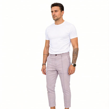 Casual Pants Men Straight Fit Double Pleat