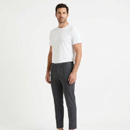 Casual Pants Men Straight Fit Double Pleat