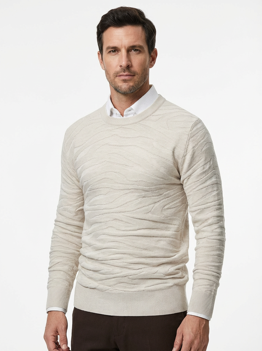 Sweater Men’s Rib-Knit Crew Neck Long Sleeve Pullover