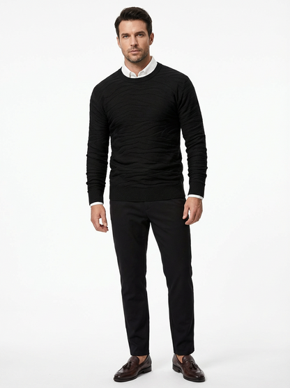 Sweater Men’s Rib-Knit Crew Neck Long Sleeve Pullover