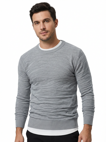 Sweater Men’s Rib-Knit Crew Neck Long Sleeve Pullover