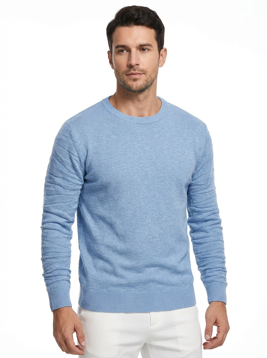 Sweater Men’s Rib-Knit Crew Neck Long Sleeve Pullover