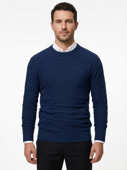 Sweater Men’s Rib-Knit Crew Neck Long Sleeve Pullover