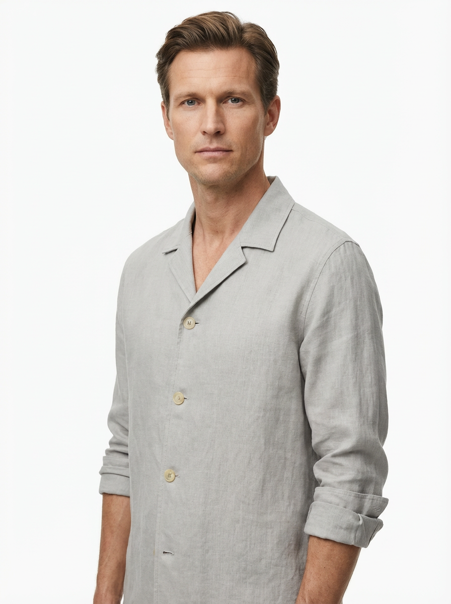 Vest Jacket Men Long Sleeve Loose Fit Open Front