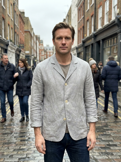 Vest Jacket Men Long Sleeve Loose Fit Open Front