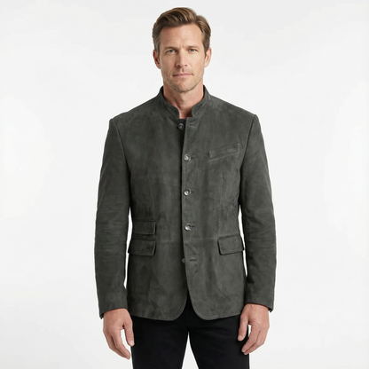 Blazer Jacket Men Stand Collar Casual Daily