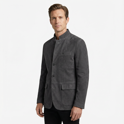 Blazer Jacket Men Stand Collar Casual Daily