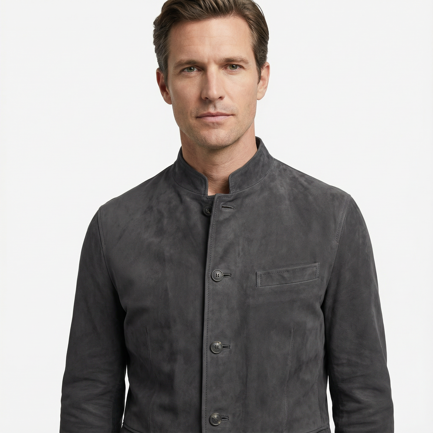 Blazer Jacket Men Stand Collar Casual Daily