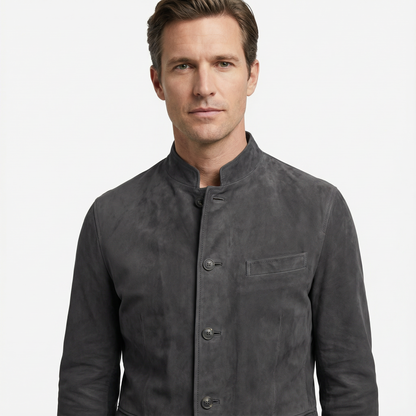 Blazer Jacket Men Stand Collar Casual Daily