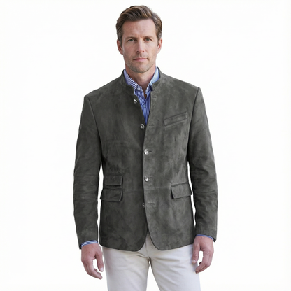 Blazer Jacket Men Stand Collar Casual Daily