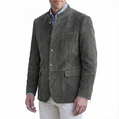 Blazer Jacket Men Stand Collar Casual Daily
