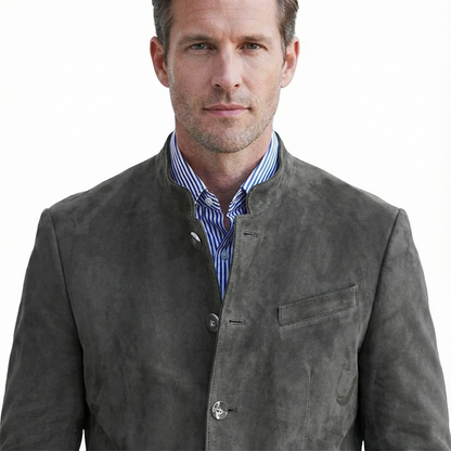 Blazer Jacket Men Stand Collar Casual Daily