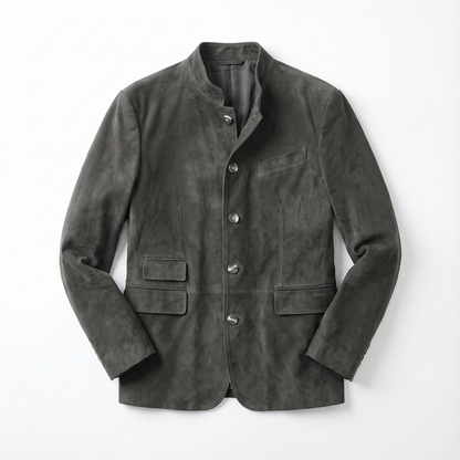 Blazer Jacket Men Stand Collar Casual Daily