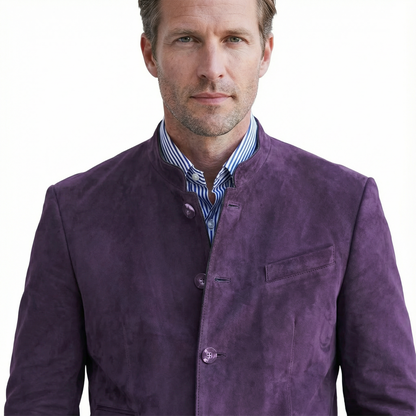 Blazer Jacket Men Stand Collar Casual Daily