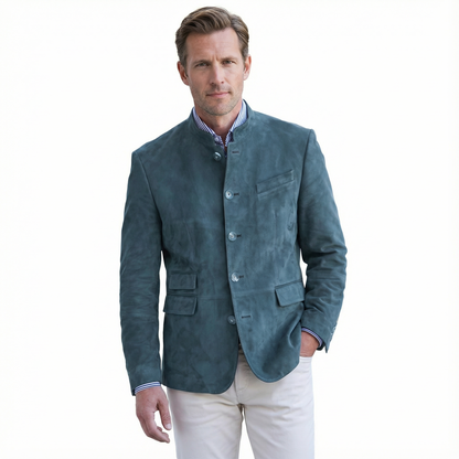 Blazer Jacket Men Stand Collar Casual Daily