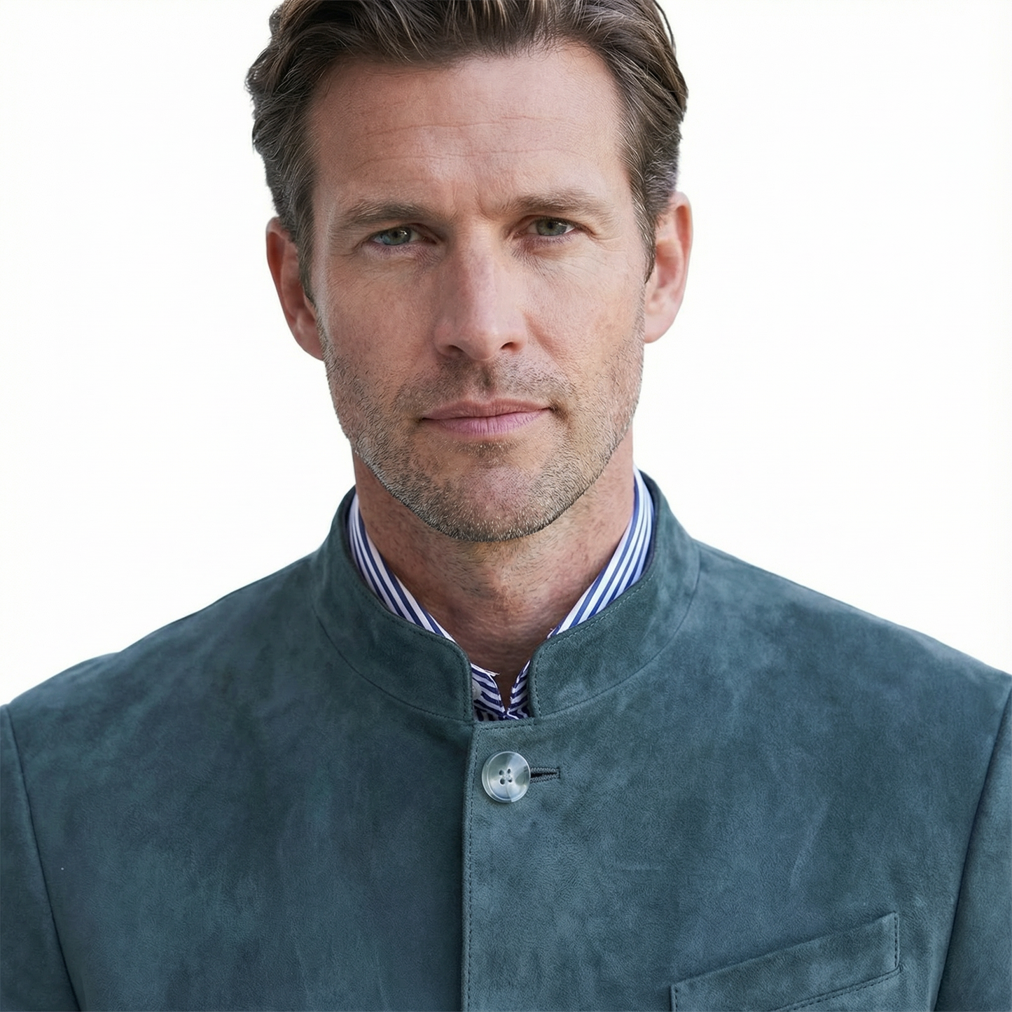 Blazer Jacket Men Stand Collar Casual Daily